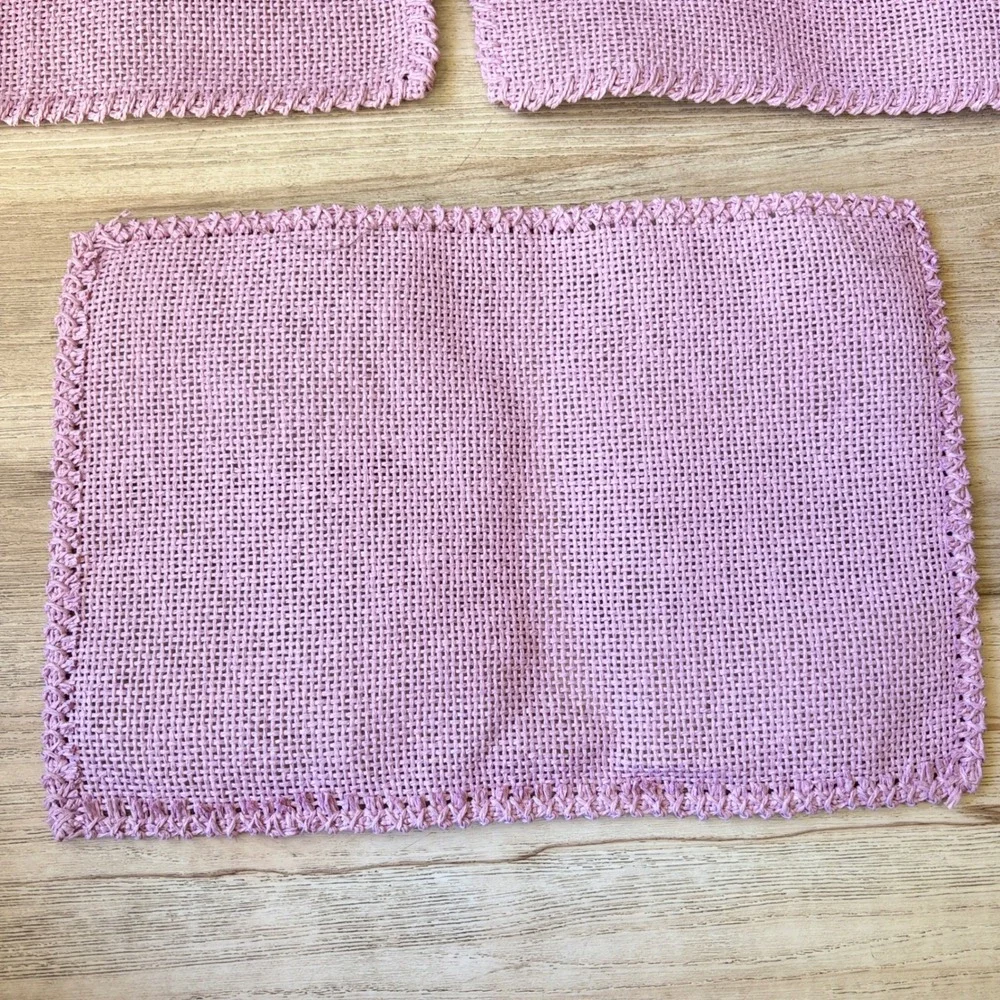 Vtg Lavender Purple Woven Raffia Placemats Set of 5 Boho Rustic Table Mats 17x12